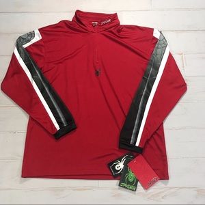 Spyder red black Half Zip light sweater sz XL